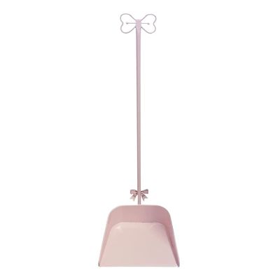 BOOMLATU Metal Bow Knot Dust Pans with Long Handle,Pink Standing Dustpan for Lobby, Garage, Home and Yard