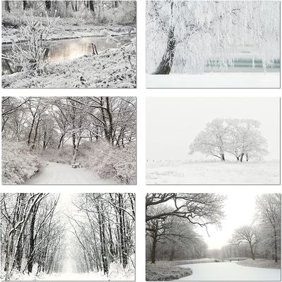 Small World Greetings Winter Scenes Cards 12 Count - Blank Inside with Envelopes - A2 Size (5.5x4.25) - Happy Holidays, Christmas, Winter Events, and More