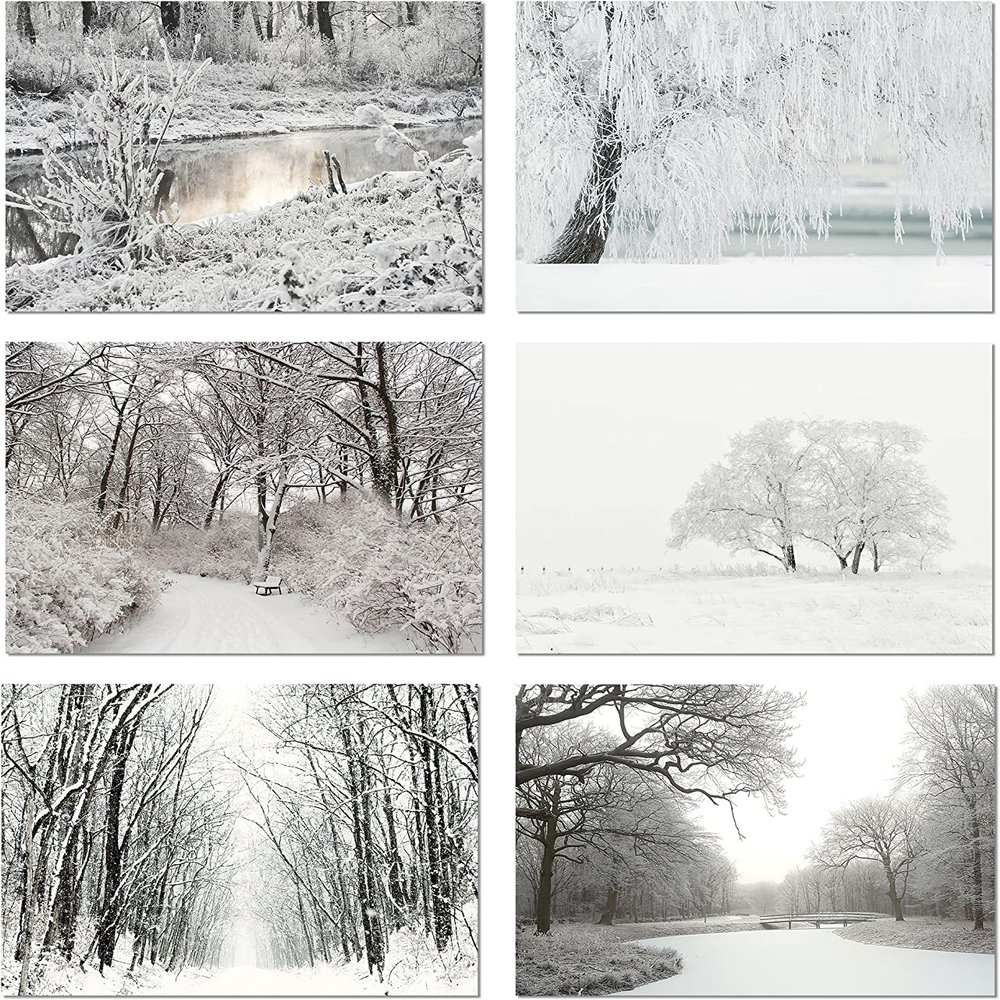 Small World Greetings Winter Scenes Cards 12 Count - Blank Inside with Envelopes - A2 Size (5.5x4.25) - Happy Holidays, Christmas, Winter Events, and More