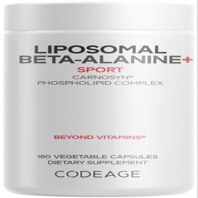 Codeage Liposomal Beta-Alanine Supplement - CarnoSyn Beta-Alanine - 2-Month Supply - Liposomal Delivery - Pre Workout, Post Workout and Sport Supplementation - Non-GMO - 180 Capsules