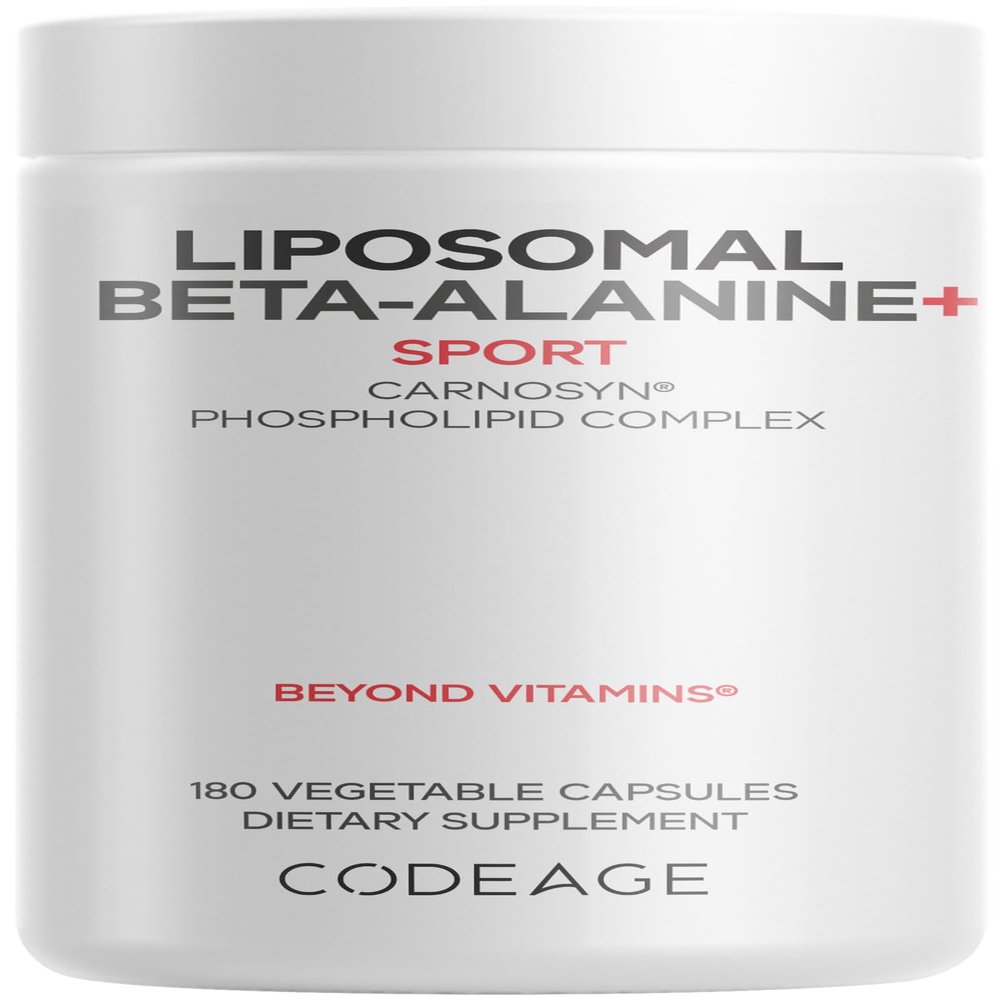 Codeage Liposomal Beta-Alanine Supplement - CarnoSyn Beta-Alanine - 2-Month Supply - Liposomal Delivery - Pre Workout, Post Workout and Sport Supplementation - Non-GMO - 180 Capsules