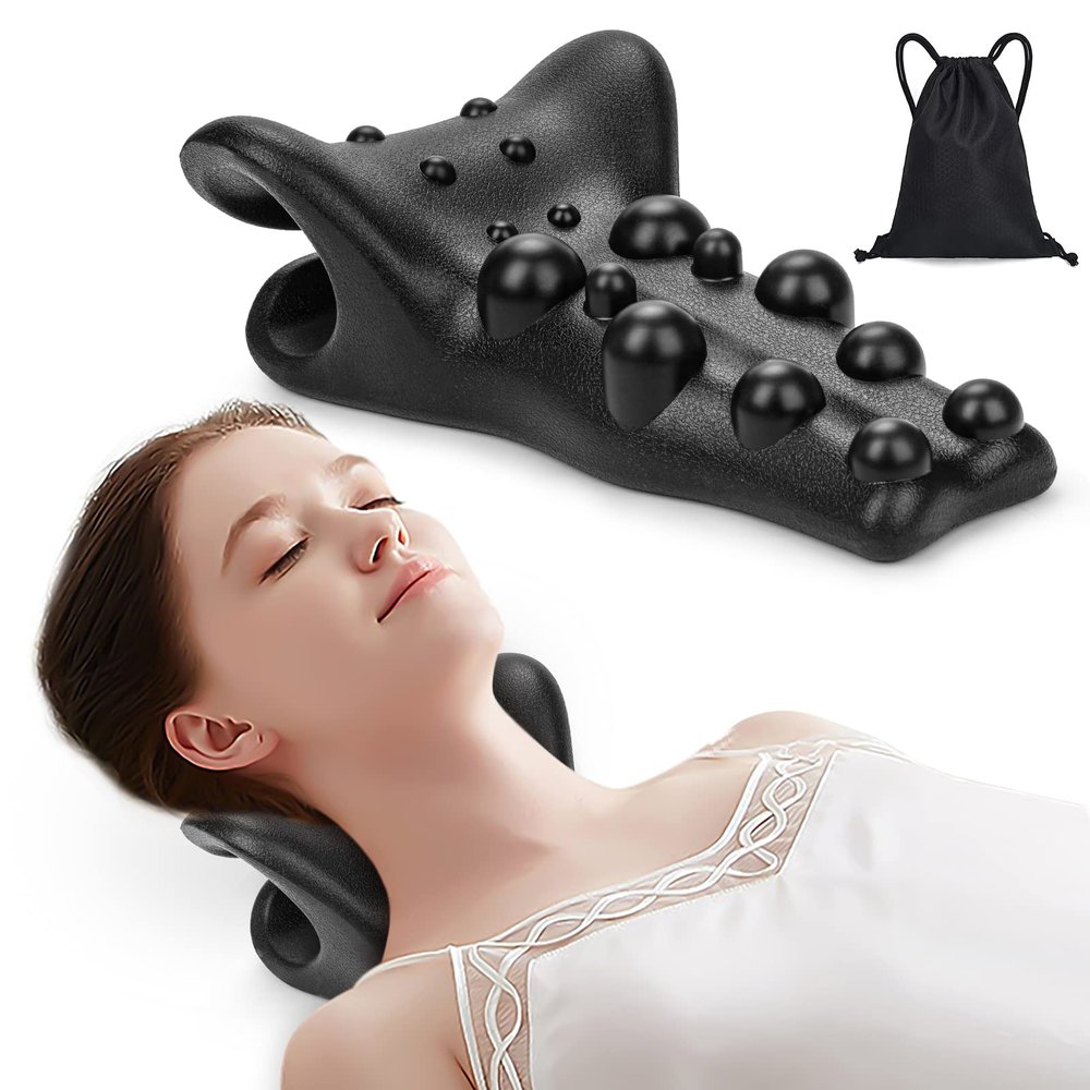 Wingeema Z2 Neck Stretcher and Shoulder Relaxer Cervical Traction Device Memory Foam Back Pillow for Pain Relief for Home Office Outdoor Sport