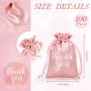 Roowest 100 Pcs Thank You Satin Gift Bags Drawstring Jewelry Candy Pouches for Wedding Bridal Shower Baby Shower Favor Drawstring Bag for Birthday Holiday Party(4 x 6 Inch,Rose Gold) view 2