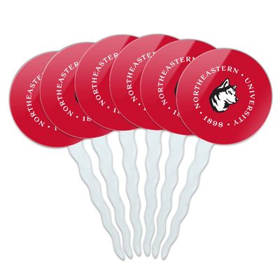 Northeastern University Primary Logo Cupcake Picks Toppers Decoration Set of 6