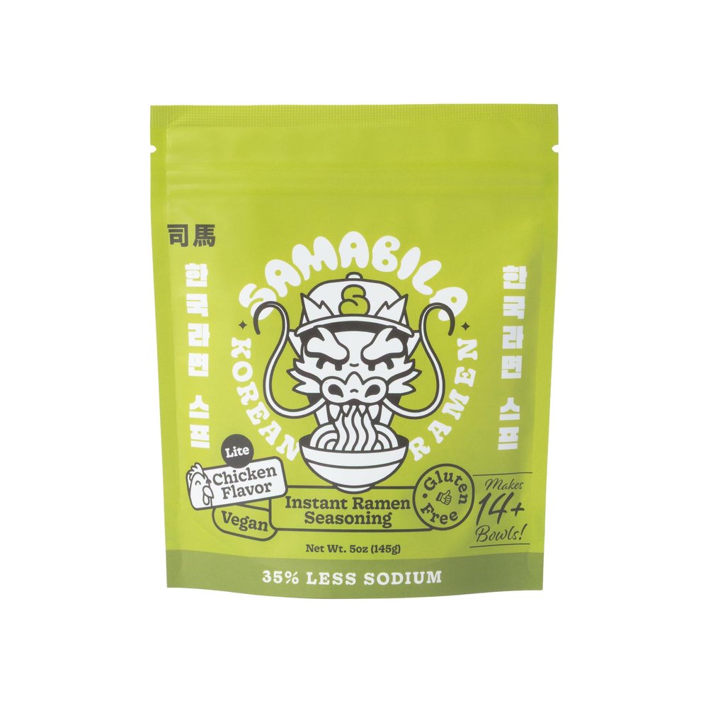 SAMABILA Chicken Lite Instant Ramen Seasoning Powder (35% LESS SODIUM) - Gluten Free - Vegan - Mild - Premium Instant Noodle Soup Powder - 5 oz