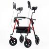 ELENKER All-Terrain Upright Rollator Walker, Stand Up Rolling Walker with 10Big PU Wheels and Adjustable Padded Armrests for Seniors from 48to 6'4, Red view 1