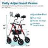 ELENKER All-Terrain Upright Rollator Walker, Stand Up Rolling Walker with 10Big PU Wheels and Adjustable Padded Armrests for Seniors from 48to 6'4, Red view 2