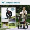 ELENKER All-Terrain Upright Rollator Walker, Stand Up Rolling Walker with 10Big PU Wheels and Adjustable Padded Armrests for Seniors from 48to 6'4, Red view 3