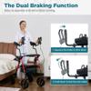 ELENKER All-Terrain Upright Rollator Walker, Stand Up Rolling Walker with 10Big PU Wheels and Adjustable Padded Armrests for Seniors from 48to 6'4, Red view 4