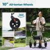ELENKER All-Terrain Upright Rollator Walker with Padded Seat, 10" Wheels for Seniors, Champagne view 3