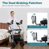 ELENKER All-Terrain Upright Rollator Walker with Padded Seat, 10" Wheels for Seniors, Champagne view 4