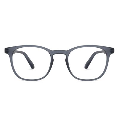 Lenskart Blu Hustlr | Peyush Bansal Glasses For Eye Protection From Digital Screens | Computer Glasses with Blue Cut & UV Protection | Lightweight Specs With Zero Power | Medium | Grey