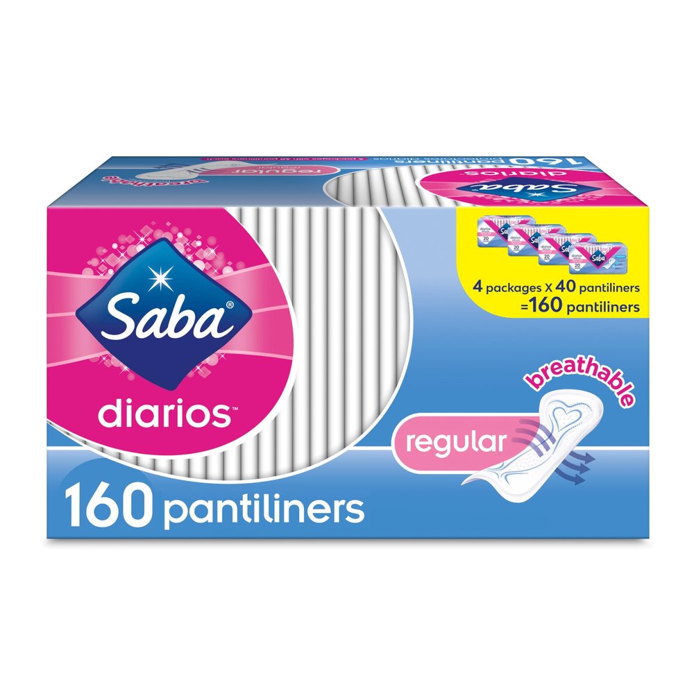 Saba Diarios Regular Pantiliners | All Day Freshness & Comfort Panty Liners for Women | Feminine Care Designed for All Body Sizes | Care Free Rapid Absorption | 160 Pantiliners (4 Packages, 40