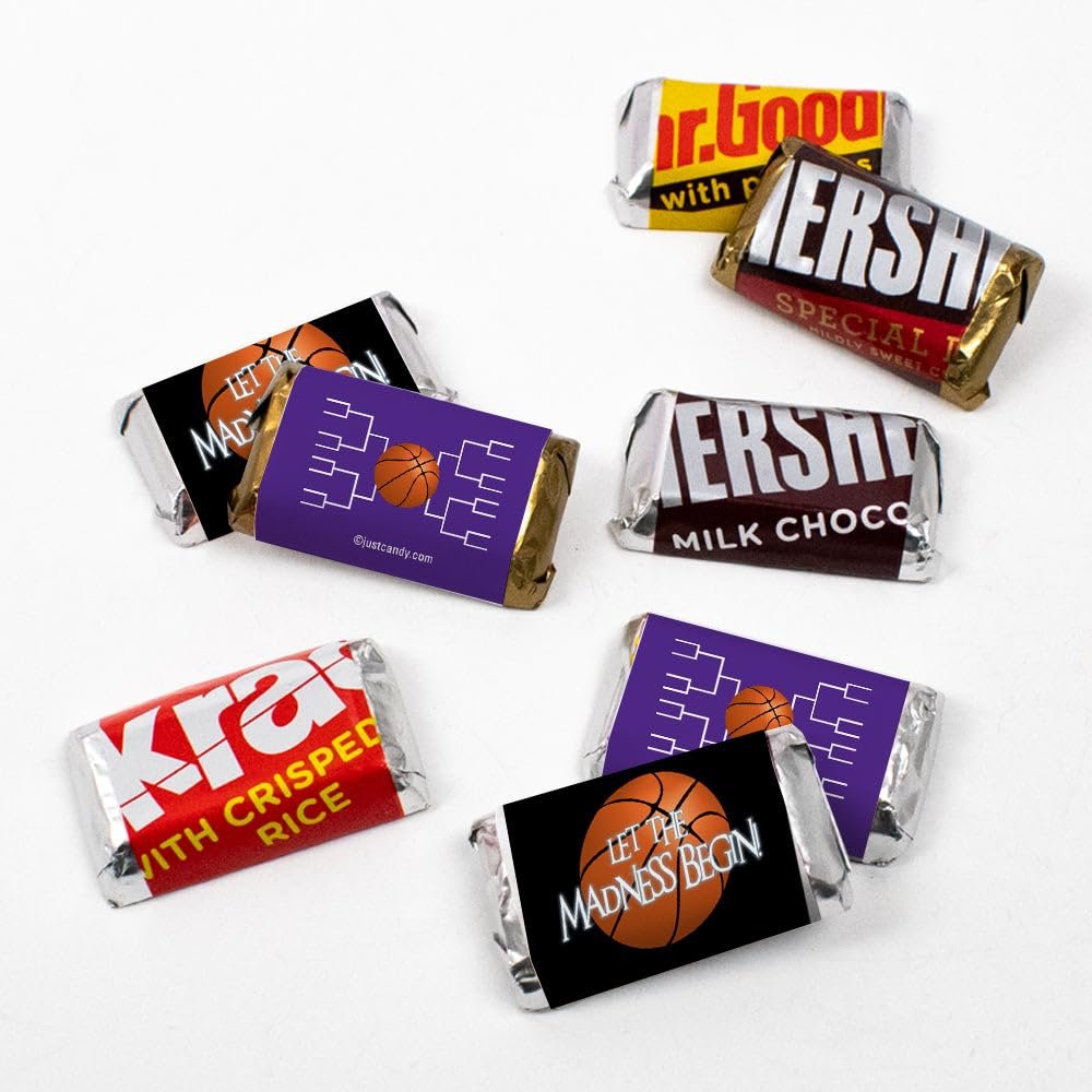 102ct Basketball Party Favors Chocolate Miniatures Let the Madness Begin (102 Count) - Purple - Candy Included