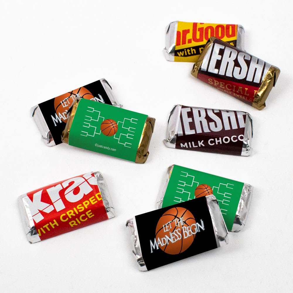 102ct Basketball Party Favors Chocolate Miniatures Let the Madness Begin (102 Count) - Green - Candy Included