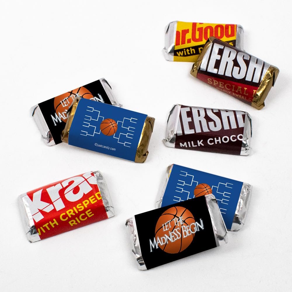 102ct Basketball Party Favors Chocolate Miniatures Let the Madness Begin (102 Count) - Blue - Candy Included