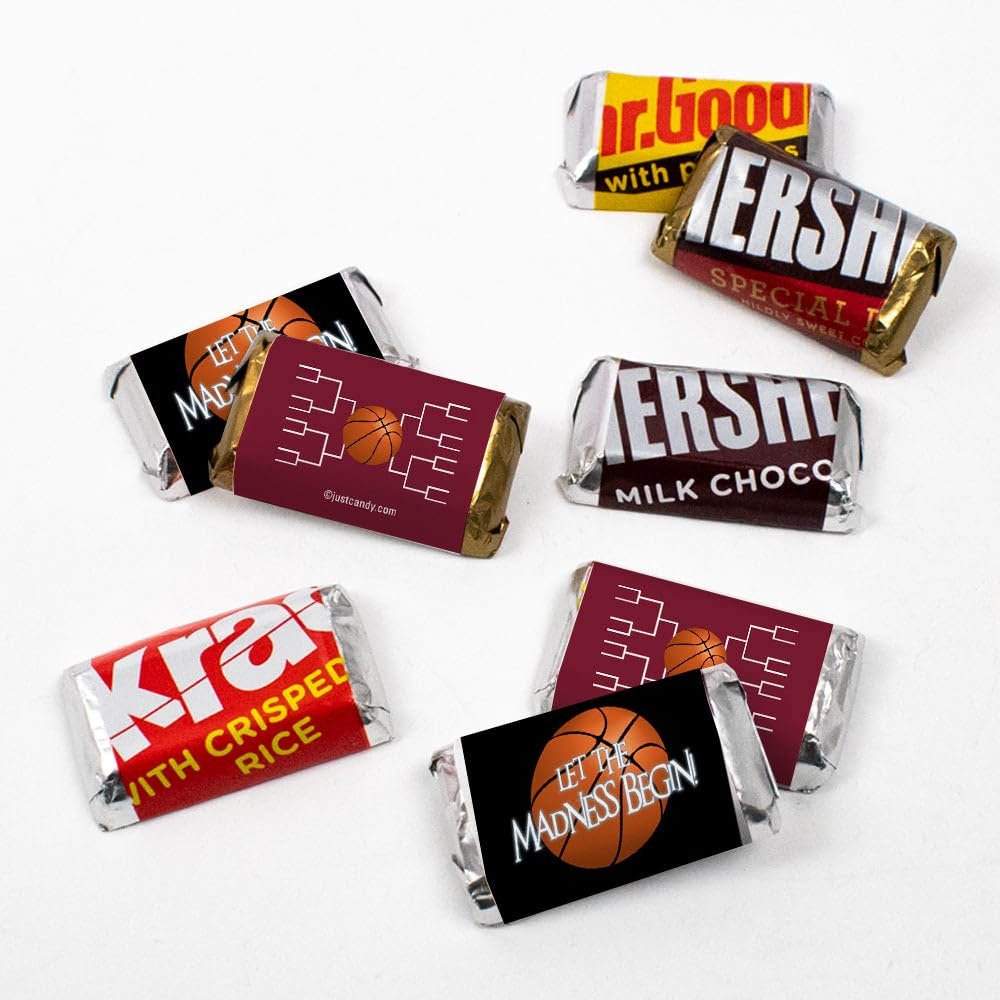102ct Basketball Party Favors Chocolate Miniatures Let the Madness Begin (102 Count) - Maroon - Candy Included