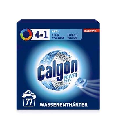 Calgon 4-in-1 Power Tabs - 77 Tabs | Water Softener Tablets for Washing Machines | Reduces Limescale Build-Up, Minimizes Residue | Helps Maintain Clean Drum and Fresh Laundry