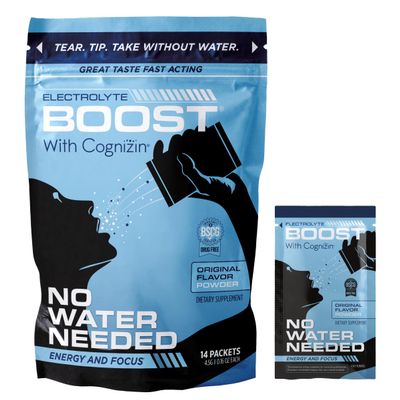 Electrolyte Powder Packets with Cognizin Take Without Water, Hydration Extending Supplement, No Sugar, No Stevia, No Caffeine, No Water Needed, Dissolves in Mouth, 14 Pack