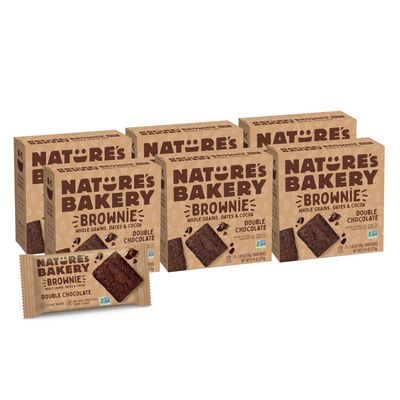 Natures Bakery Double Chocolate Brownie Bars, Whole Grains, Dates, and Cocoa, Plant Based, Dairy-Free, Snack Bar, 6 Count (Pack of 6)