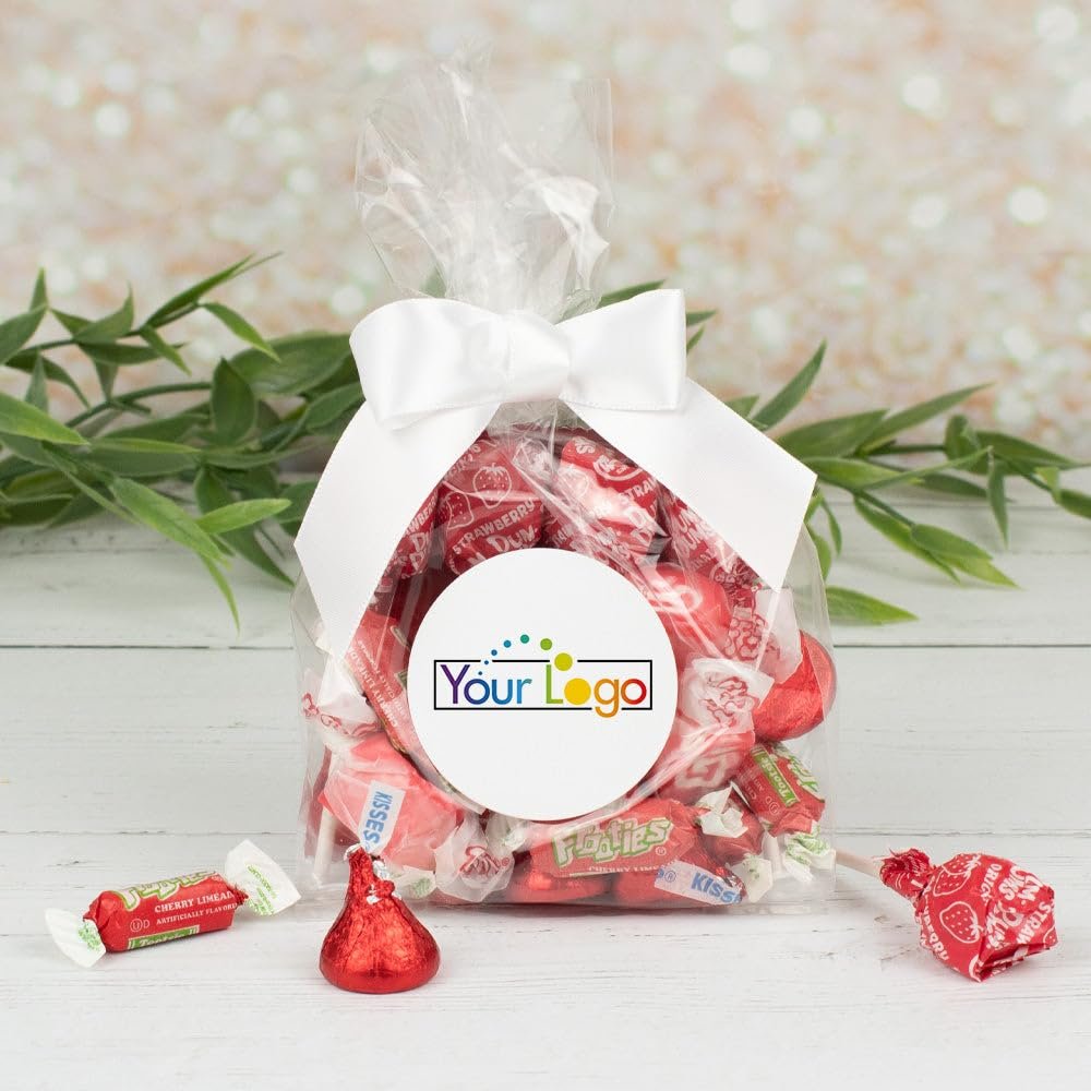 12ct Promotional Items Logo Red Candy Goodie Bag Party Favors by Just Candy (12 Pack)
