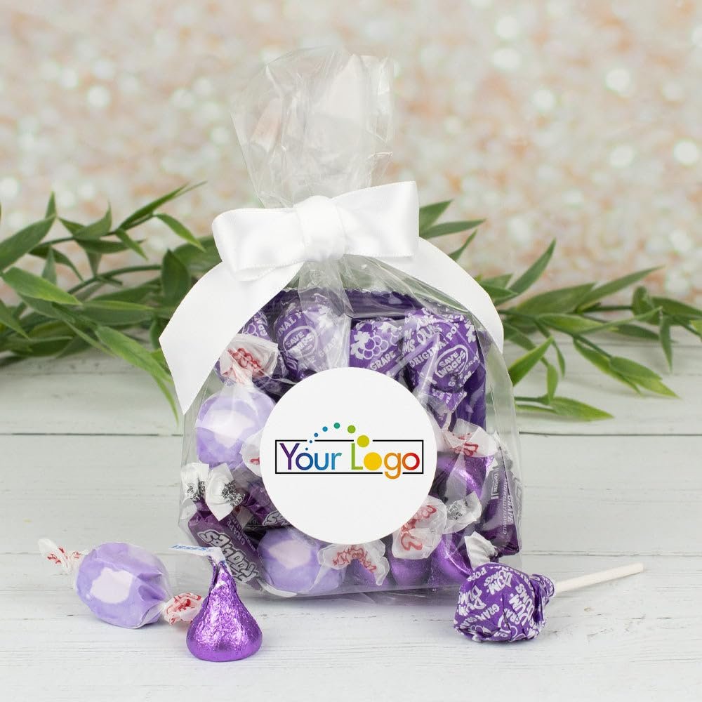12ct Promotional Items Logo Purple Candy Goodie Bag Party Favors by Just Candy (12 Pack)