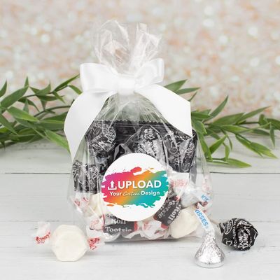 12ct Personalized Candy Black Goodie Bag Party Favors by Just Candy (12 Pack) Photo Upload - Birthday, Wedding Graduation, Baby Shower, Logo