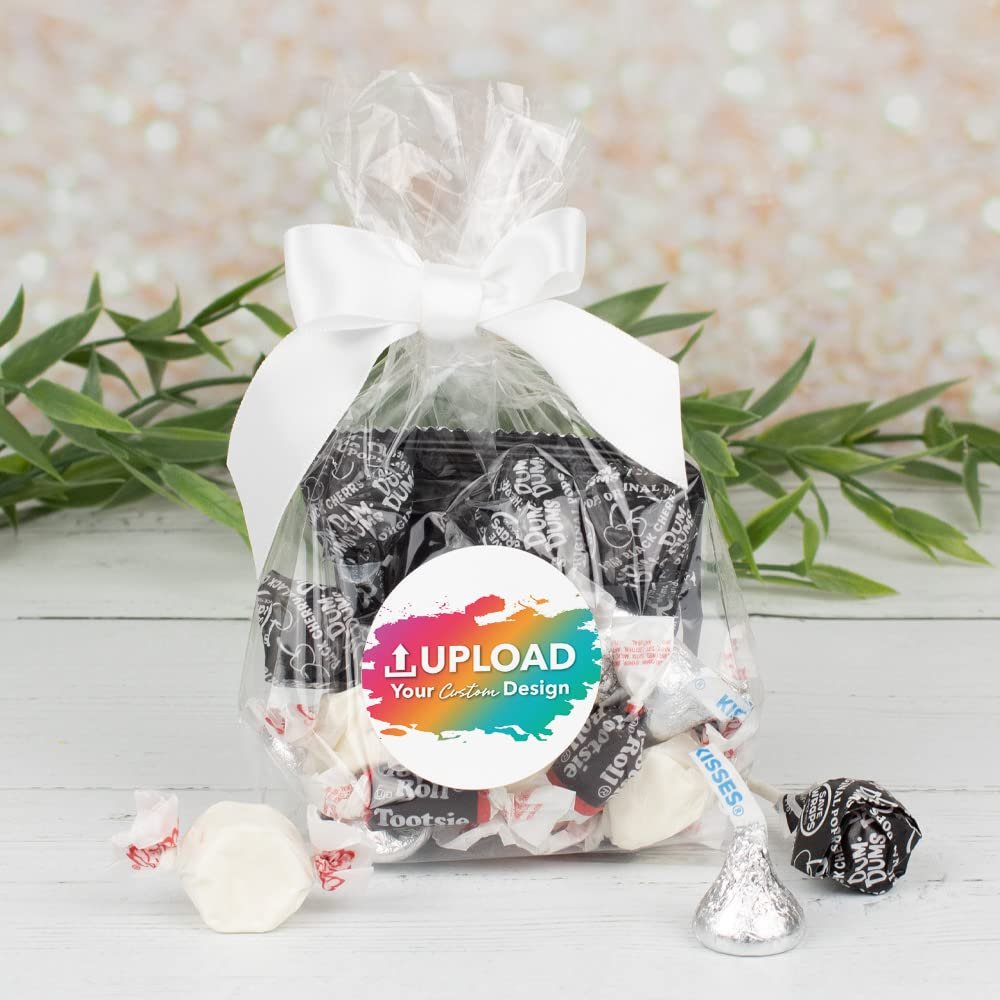 12ct Personalized Candy Black Goodie Bag Party Favors by Just Candy (12 Pack) Photo Upload - Birthday, Wedding Graduation, Baby Shower, Logo