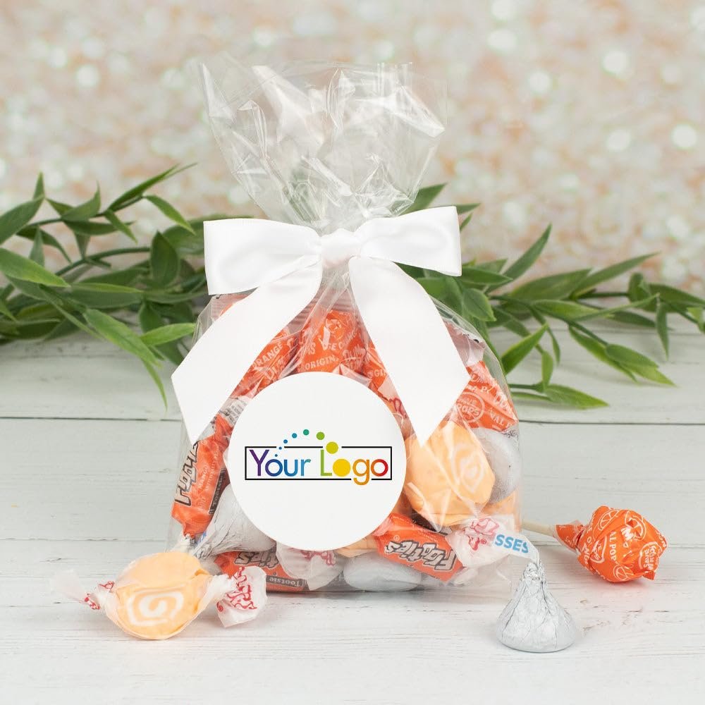 12ct Promotional Items Logo Orange Candy Goodie Bag Party Favors by Just Candy (12 Pack)