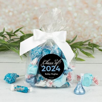 12ct Personalized Graduation Candy Light Blue Goodie Bag Party Favors by Just Candy (12 Pack) Class of 2024