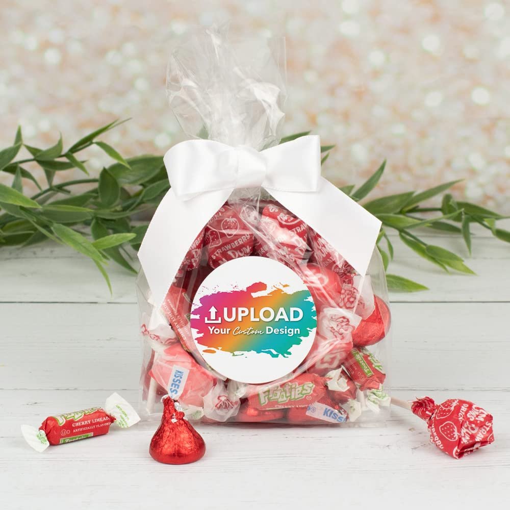 12ct Personalized Candy Red Goodie Bag Party Favors by Just Candy (12 Pack) Photo Upload - Birthday, Wedding Graduation, Baby Shower, Logo