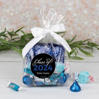 12ct Personalized Graduation Candy Blue Goodie Bag Party Favors by Just Candy (12 Pack) Class of 2024