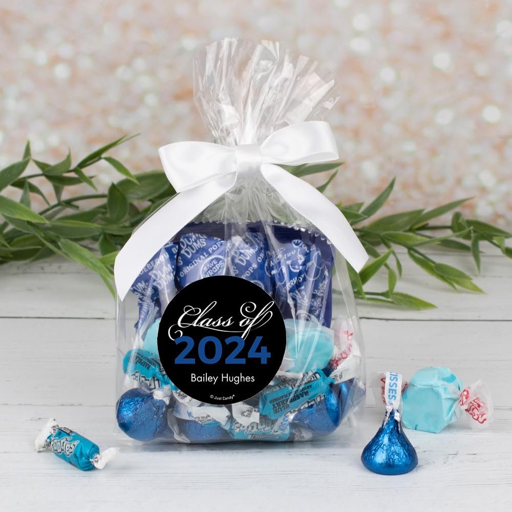 12ct Personalized Graduation Candy Blue Goodie Bag Party Favors by Just Candy (12 Pack) Class of 2024