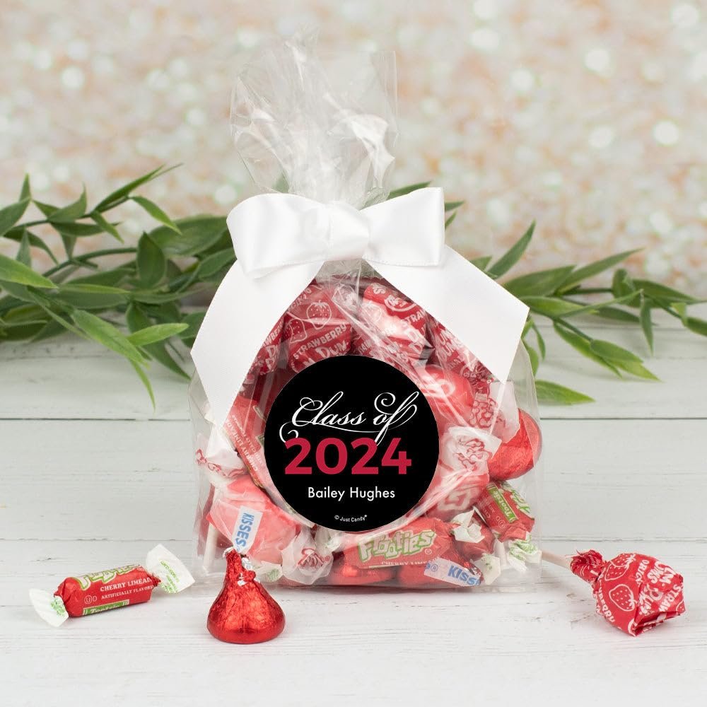 12ct Personalized Graduation Candy Red Goodie Bag Party Favors by Just Candy (12 Pack) Class of 2024