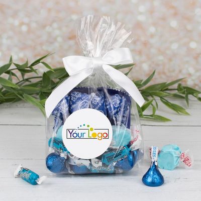 12ct Promotional Items Logo Blue Candy Goodie Bag Party Favors by Just Candy (12 Pack)