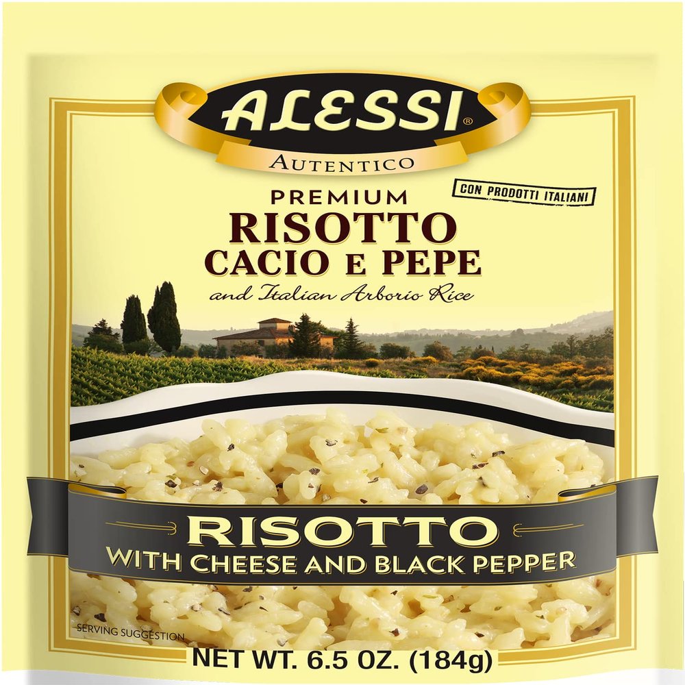 Alessi Autentico, Premium Seasoned Risotto, Italian Arborio Rice, Easy to Prepare, Cacio E Pepe 6.5 Ounce (Cheese & Pepper, Pack of 1)