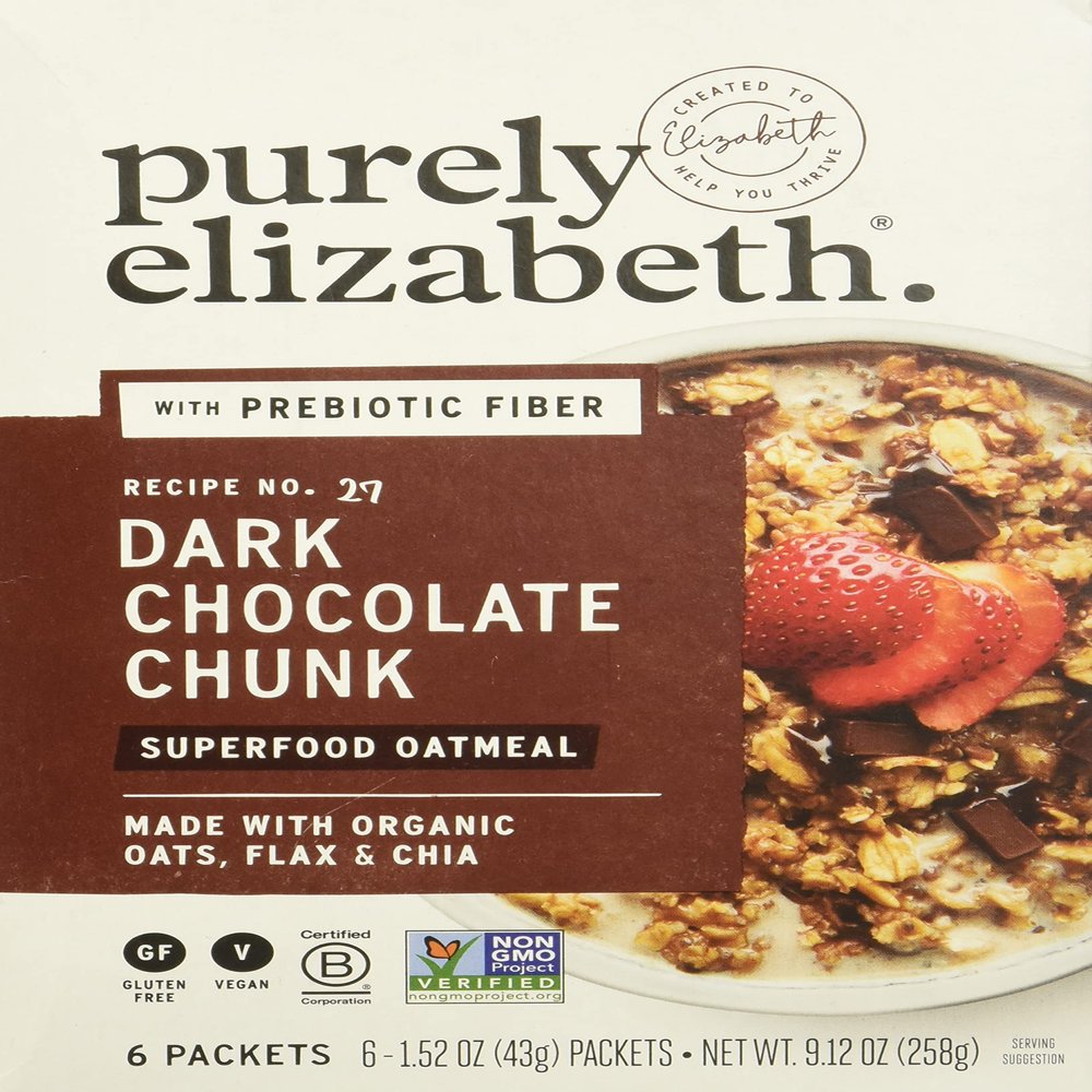 Purely Elizabeth, Oatmeal Superfood Dark Chocolate Chunk Multipack, 1.52 Ounce, 6 Pack