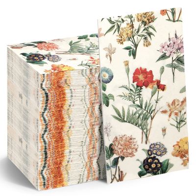Tatuo Floral Paper Napkins Watercolor Floral Guest Napkins Vintage Wild Flower Disposable Hand Towels Flower Decorative Paper Guest for Bathroom Wedding Birthday Party (200 Pieces,4.3 x 7.9 Inch)