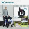 ELENKER All-Terrain Rollator Walker with 10 Non-Pneumatic Wheels, Sponge Padded Seat and Backrest, Fully Adjustment Frame for Seniors, Blue view 2