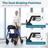 ELENKER All-Terrain Rollator Walker with 10 Non-Pneumatic Wheels, Sponge Padded Seat and Backrest, Fully Adjustment Frame for Seniors, Blue view 3