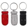 3PCS Bling Crystal Rhinestone Portable Pill Case Pill Container Waterproof Pill Holder with Keychain Glitter Travel Pill Box Small Medicine Dispenser Bottle Storage for Outdoor Camping Travel,15 view 1