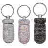 3PCS Bling Crystal Rhinestone Portable Pill Case Pill Container Waterproof Pill Holder with Keychain Glitter Travel Pill Box Small Medicine Dispenser Bottle Storage for Outdoor Camping Travel,12 view 1