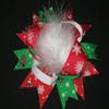"CHRISTMAS POOF" Fur Hairbow Alligator Clips Girls Holiday Party Ribbon Bows view 1