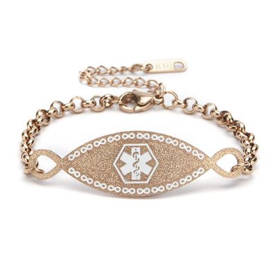 BAIYI HOPE Personalized Rose Gold Medical Alert ID Bracelet for Women Free Engraving Infinite Medical Emergency ID Bracelets for Female 6-7.5in Adjustable
