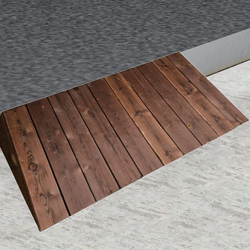 DFONCE Wooden Step Stairs Transition Ramp for Walkers Car Motorcycle,Portable Mobile Threshold Rise Ramps for Doorways (Size : 60x70x18cm)