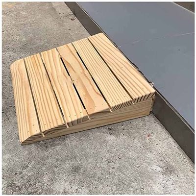 DFONCE Entry Ramps for Wheelchairs for Home, Portable Anti-Skid Wood Threshold Ramps for Doorways 3/4/5/6in Rise, for Cars/Motorcycle/Disabled Chair (Color : Natural, Size : 30.8 x 30 x 11cm)