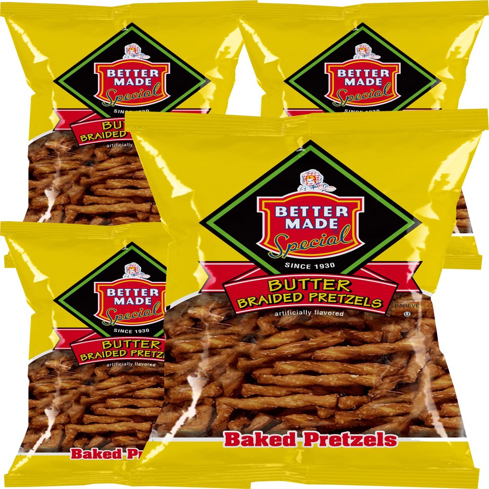 Better Made Baked Butter Braid Pretzels 12oz Bags - Snacks. Baked, Family Owned and Operated (BUTTER BRAID, 4PACK) - Healthy Bulk Snacks, Crunchy, Salty & Delicious