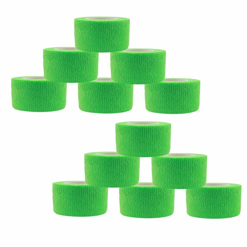 [12 Pack-1" x5Yards] MINGYUE Self Adhesive Bandage Wrap,Athletic Tape,Sports Tape,Wrist and Ankle Wrap Tape,Cohesive Bandage for Vet Wrap(Green)