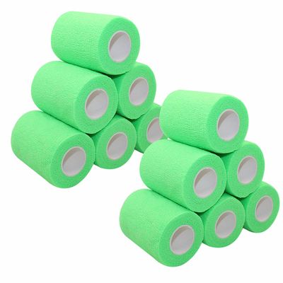 [12 Pack-3" x5Yards] MINGYUE Self Adhesive Bandage Wrap,Athletic Tape,Sports Tape,Wrist and Ankle Wrap Tape,Cohesive Bandage for Vet Wrap(Green)