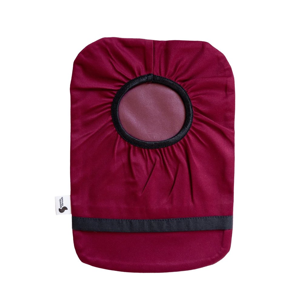 Spoonie Threads Burgundy Elastic Ostomy Bag Cover | Fashionable & Adjustable Colostomy Stoma Ileostomy Pouches | Burgundy, 5x8 (Large Opening)